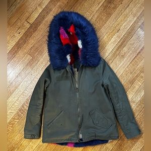 Belle Vere multi-color plush lined coat Sz XS